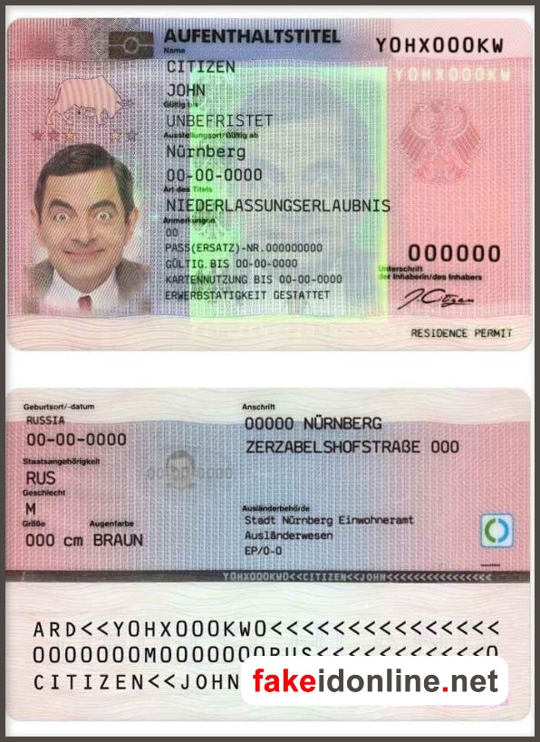 Germany Residence Permit Card Template